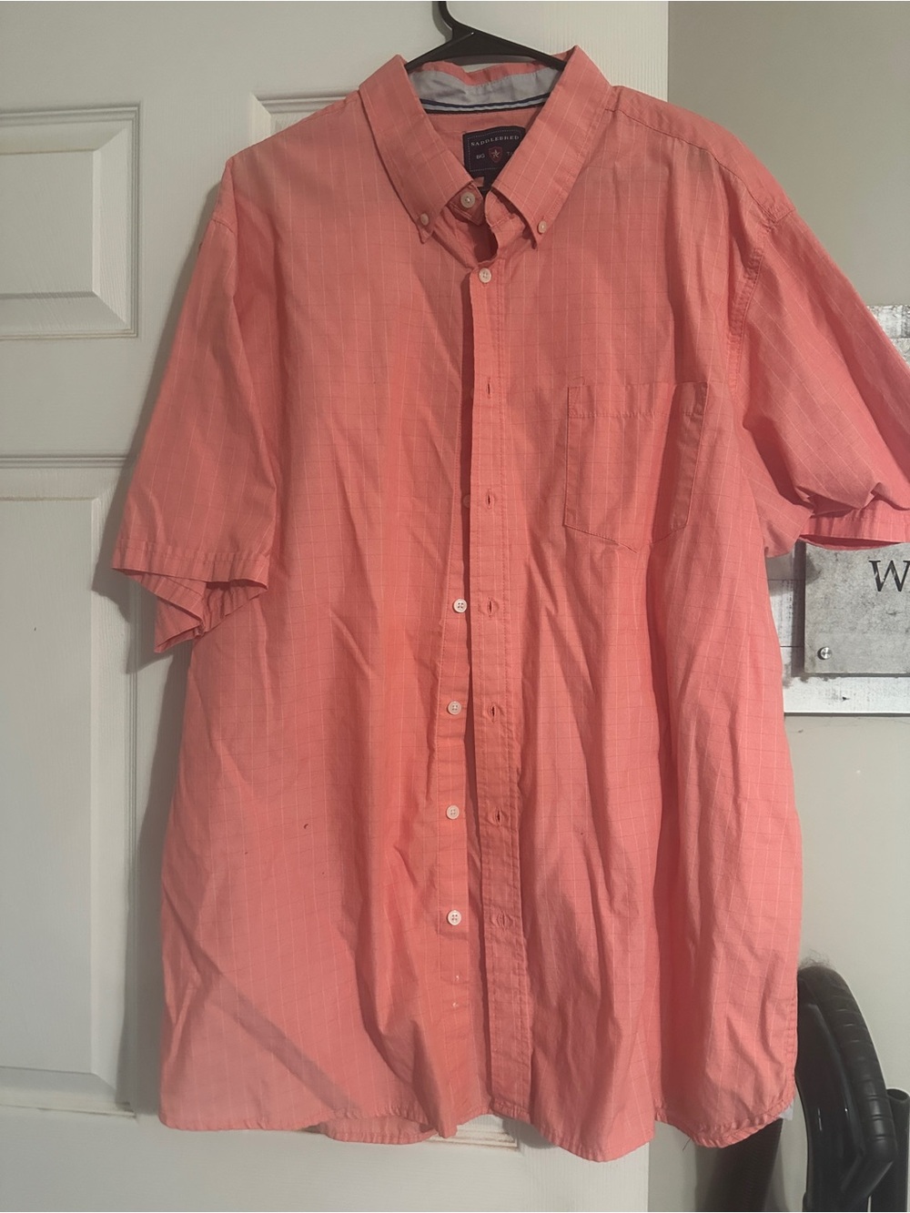 Saddlebred Coral Button-Down Short Sleeve Shirt
